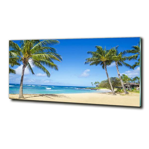 Glass wall art large Tropical beach