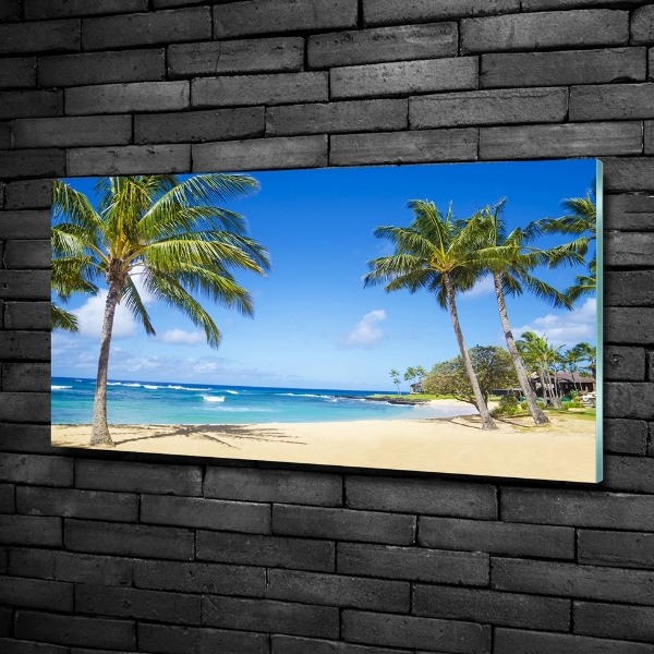 Glass wall art large Tropical beach