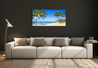 Glass wall art large Tropical beach