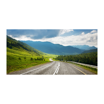 Glass wall art large Road in the mountains