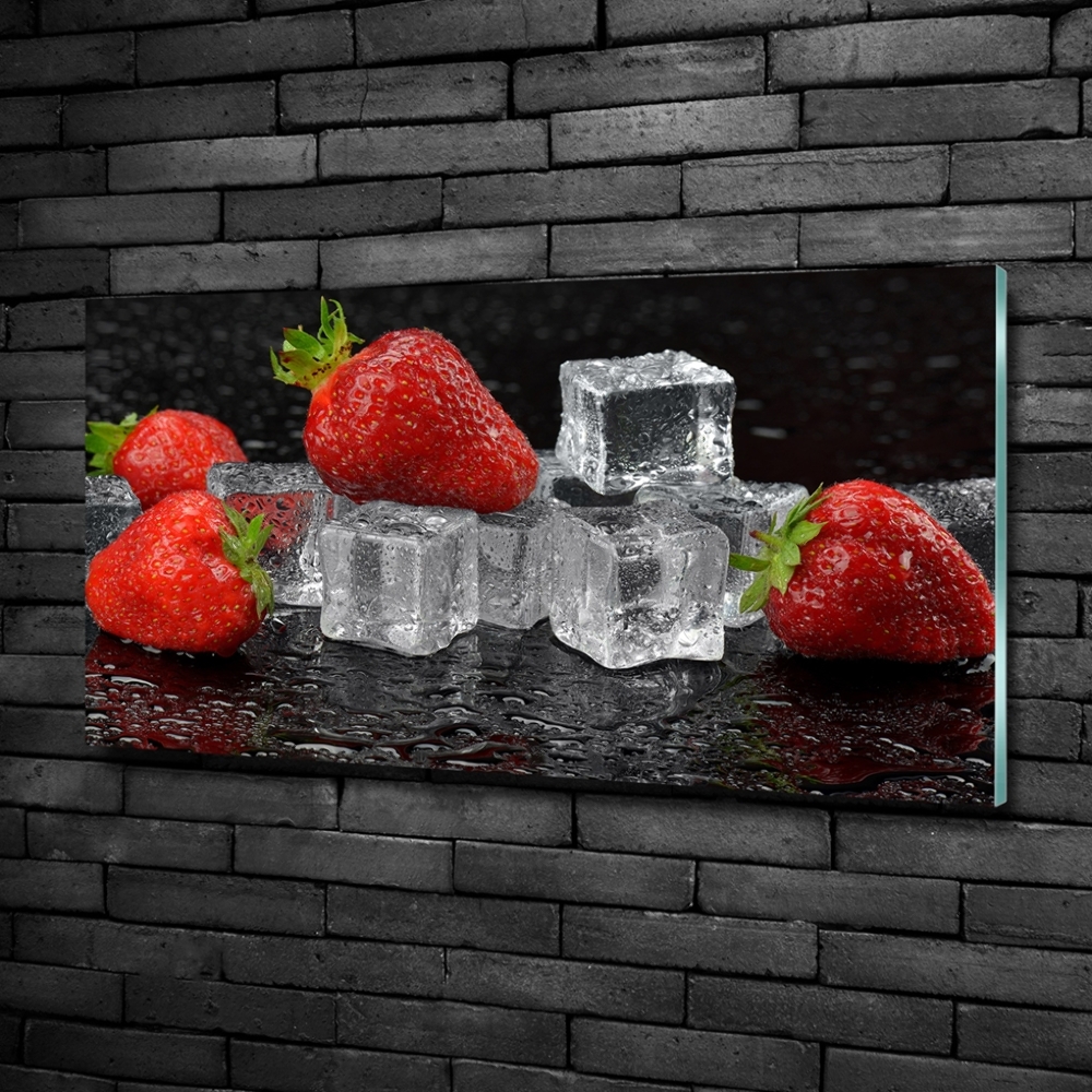 Photo printed on glass Ice strawberries