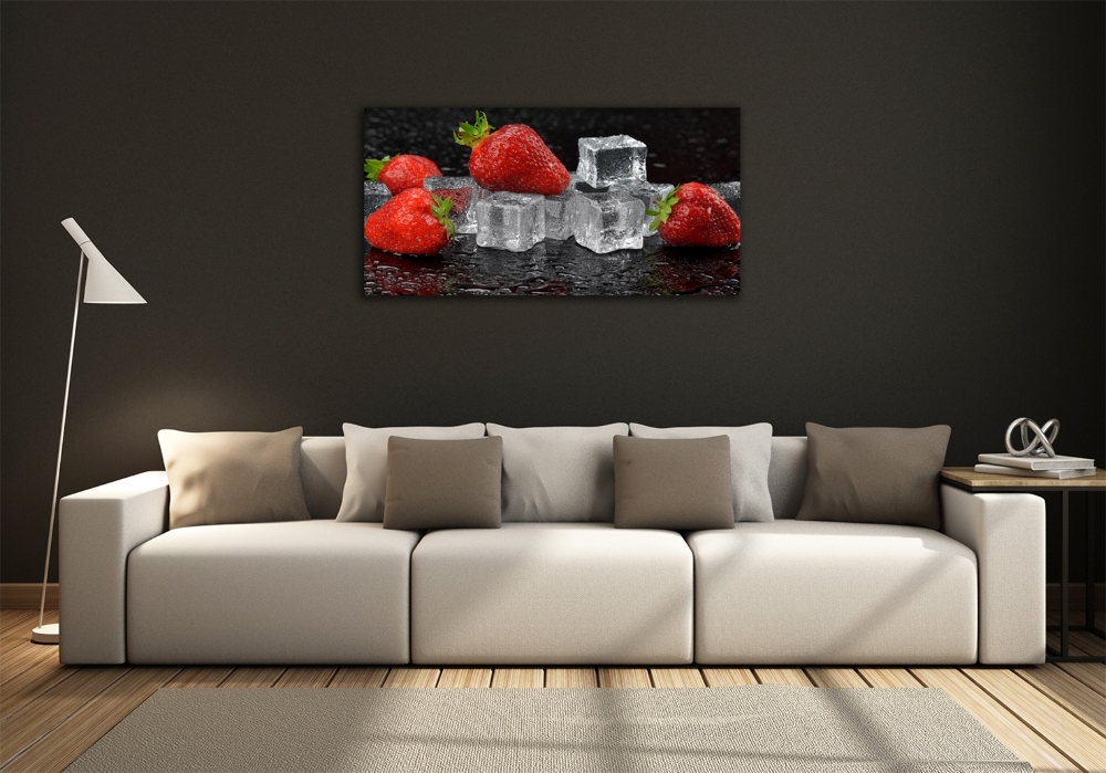 Photo printed on glass Ice strawberries