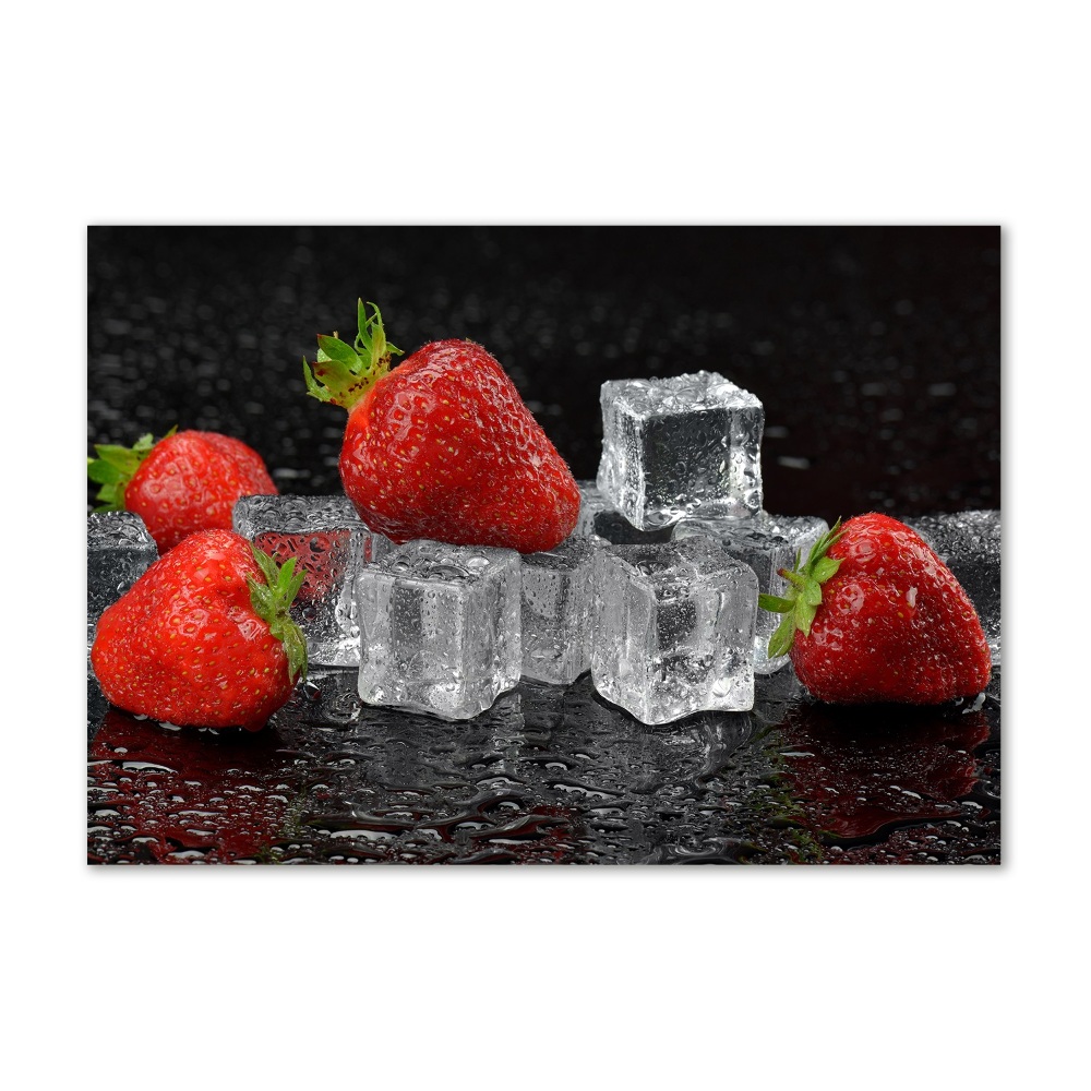 Photo printed on glass Ice strawberries