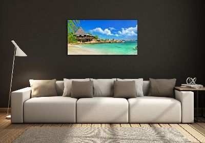 Glass picture print Seychelles beach