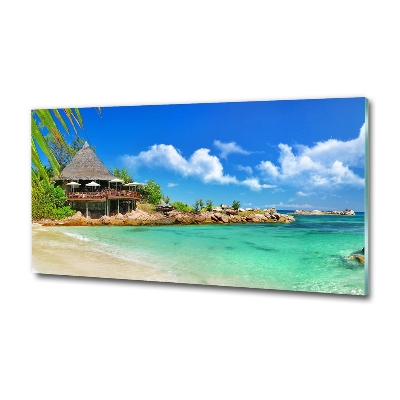 Glass picture print Seychelles beach