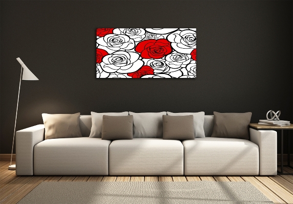 Glass art print Roses