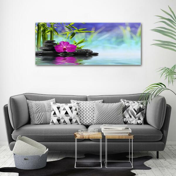 Printed glass wall art Orchid bamboo