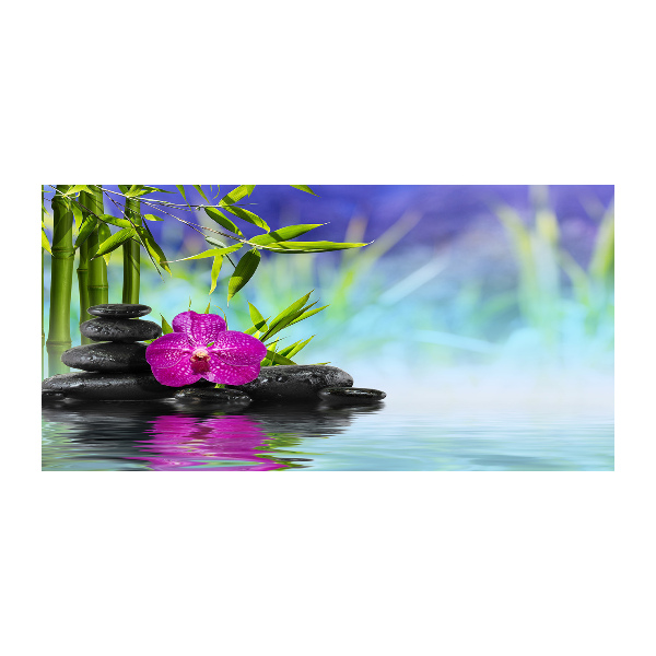 Printed glass wall art Orchid bamboo