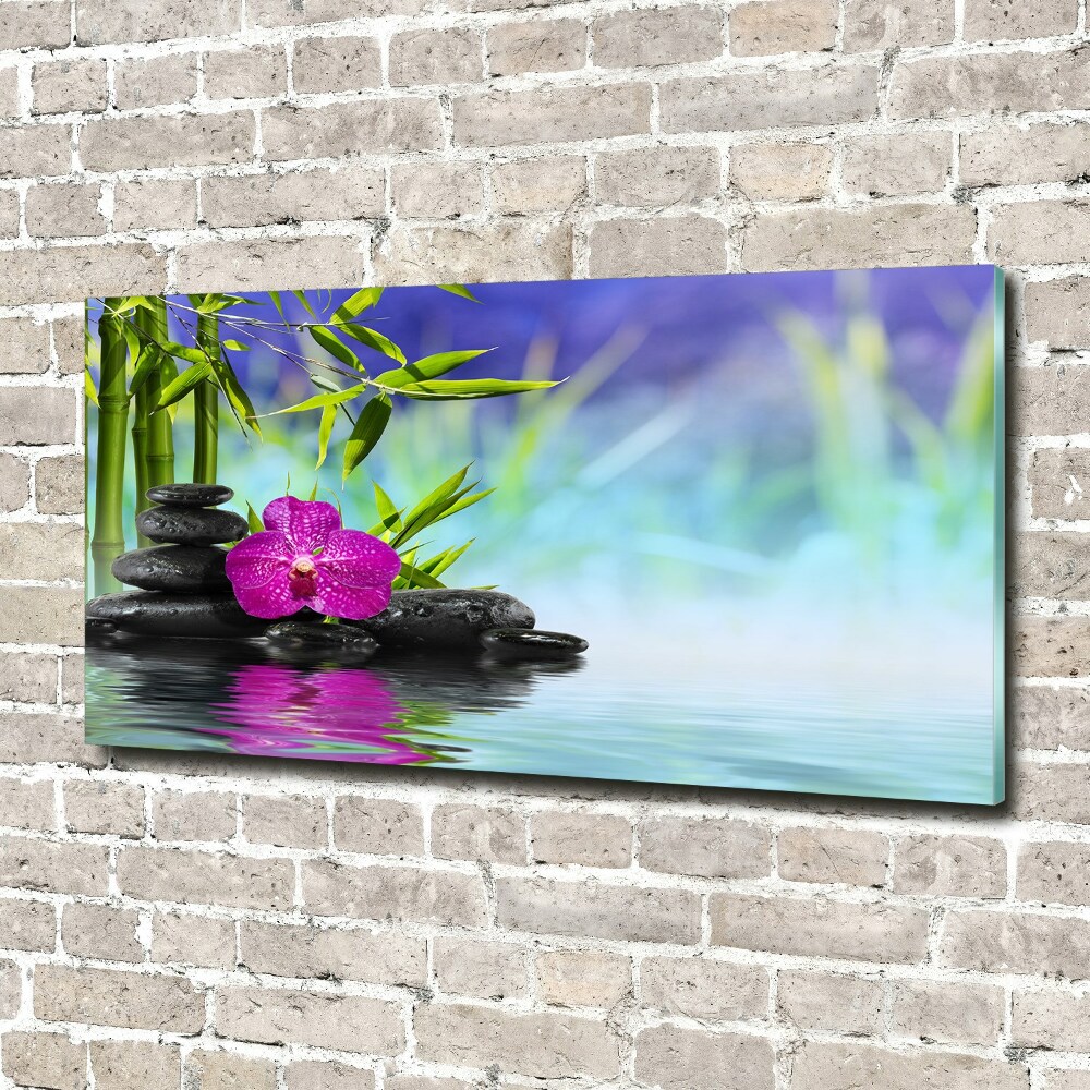 Printed glass wall art Orchid bamboo