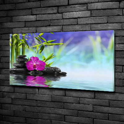 Printed glass wall art Orchid bamboo