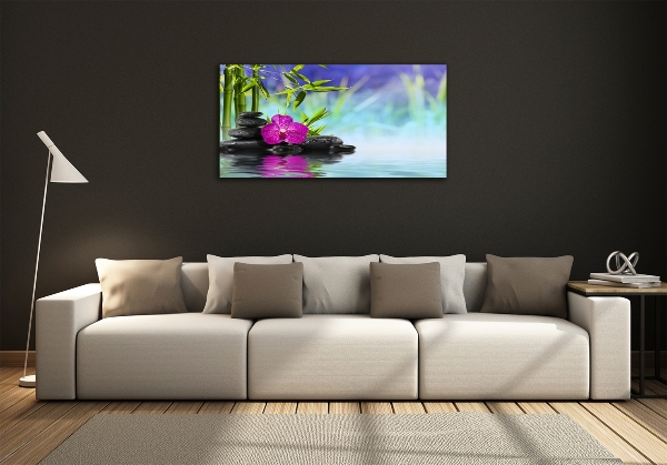 Printed glass wall art Orchid bamboo