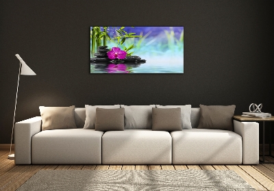 Printed glass wall art Orchid bamboo