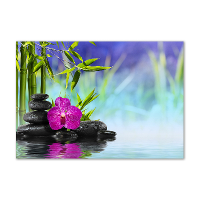 Printed glass wall art Orchid bamboo