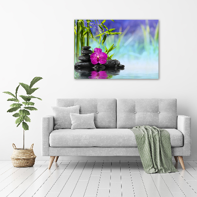 Printed glass wall art Orchid bamboo