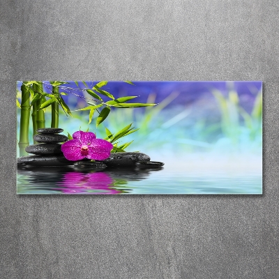 Printed glass wall art Orchid bamboo