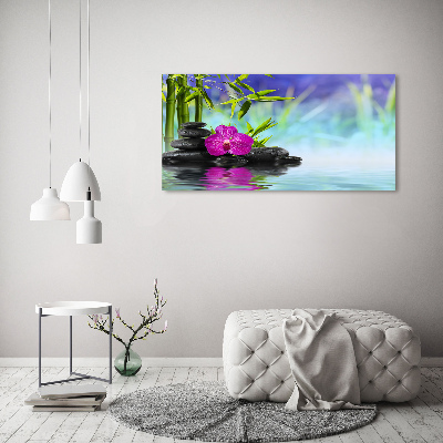 Printed glass wall art Orchid bamboo