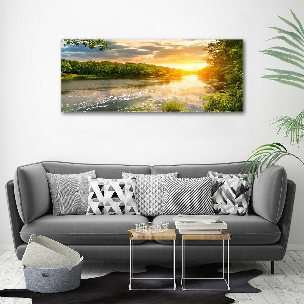 Glass picture print Twilight on the river