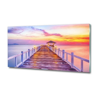 Wall art on glass Wooden pier