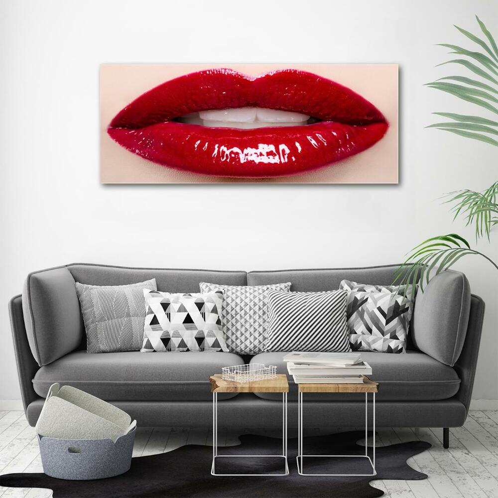 Glass art print Red lips