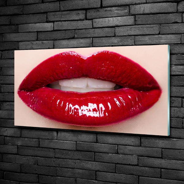 Glass art print Red lips