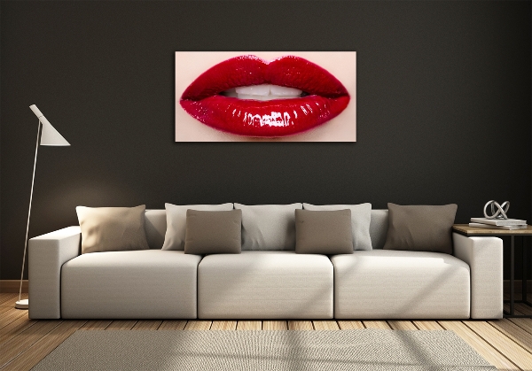 Glass art print Red lips