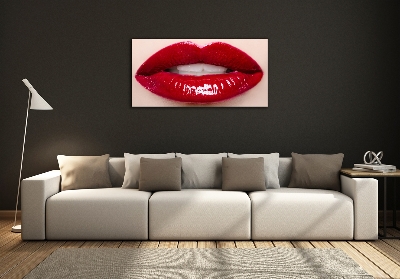 Glass art print Red lips