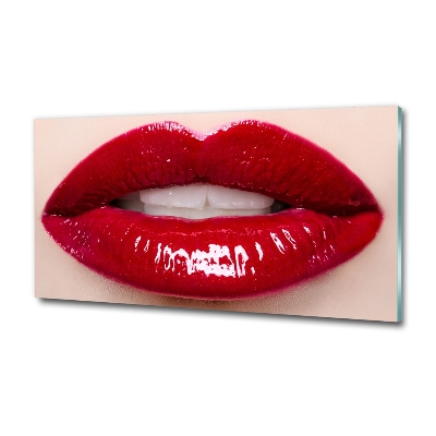 Glass art print Red lips