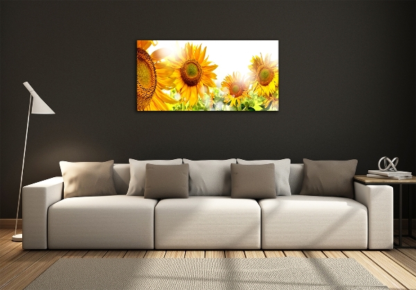 Printed glass wall art Sunflowers