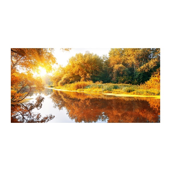 Wall art on glass River in autumn