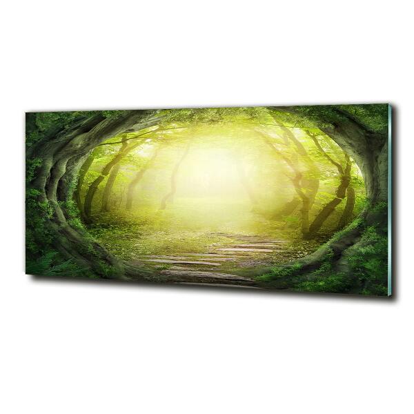 Glass wall art large Tunnel of trees