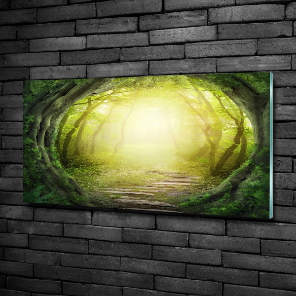 Glass wall art large Tunnel of trees