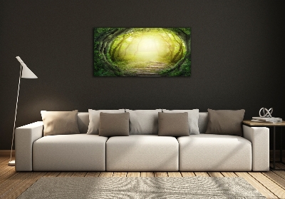 Glass wall art large Tunnel of trees