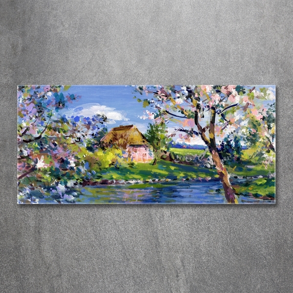 Glass art print Spring landscape