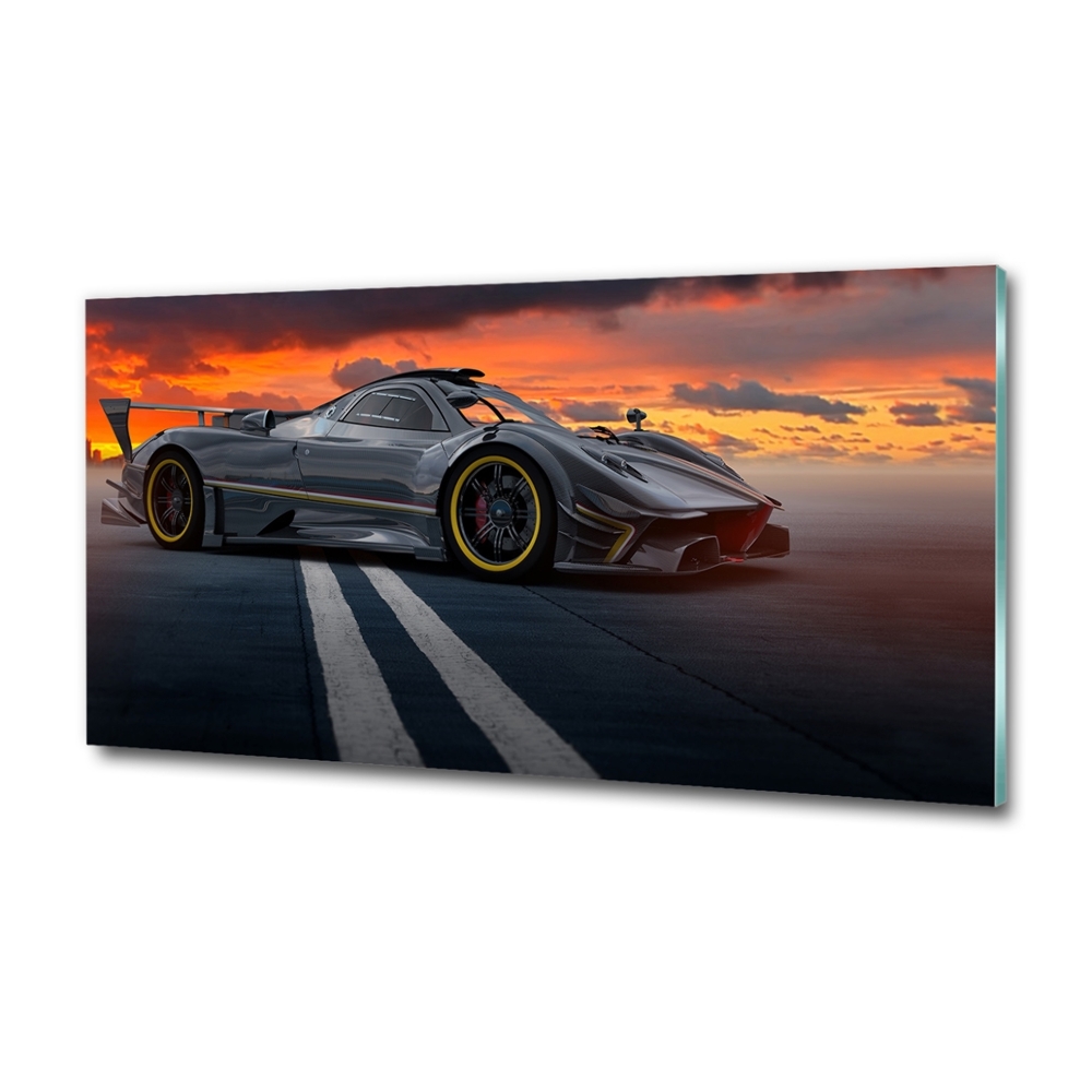 Glass wall art large Racer