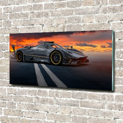 Glass wall art large Racer