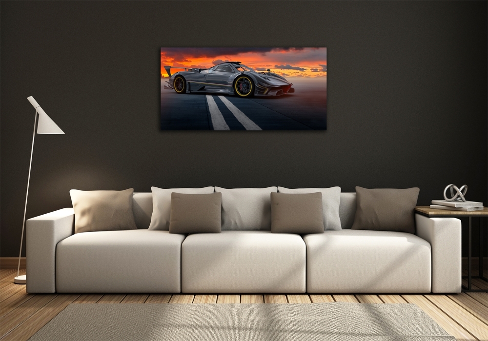 Glass wall art large Racer