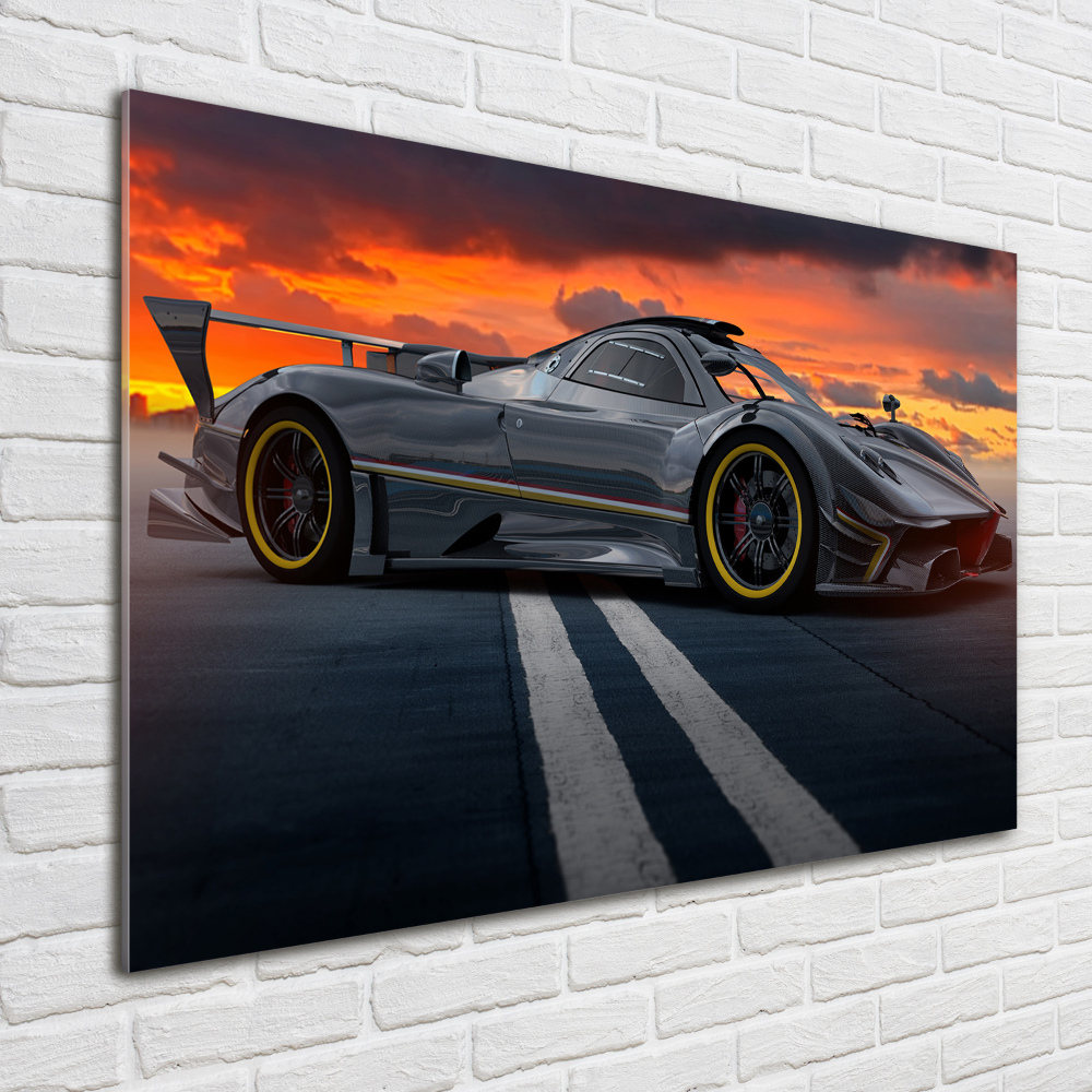 Glass wall art large Racer