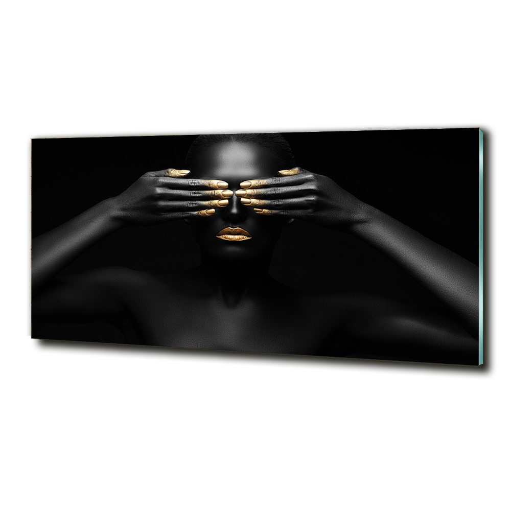 Glass art picture A woman in black