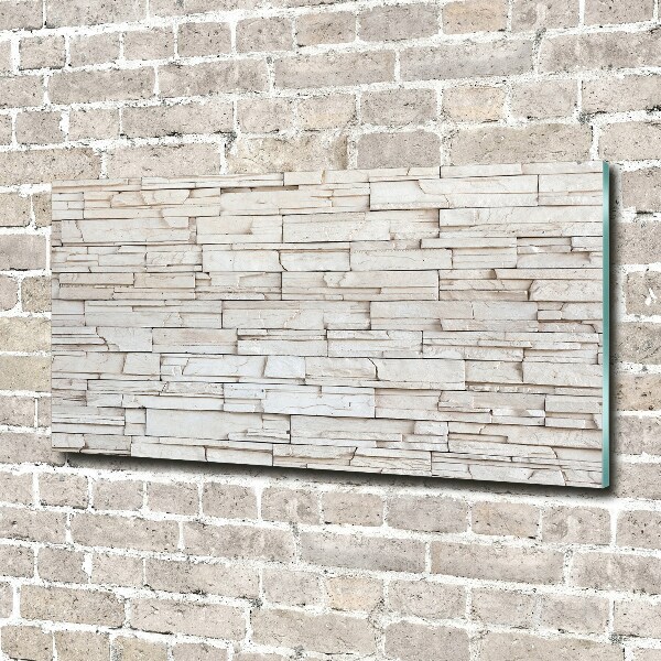 Wall art on glass White wall stone