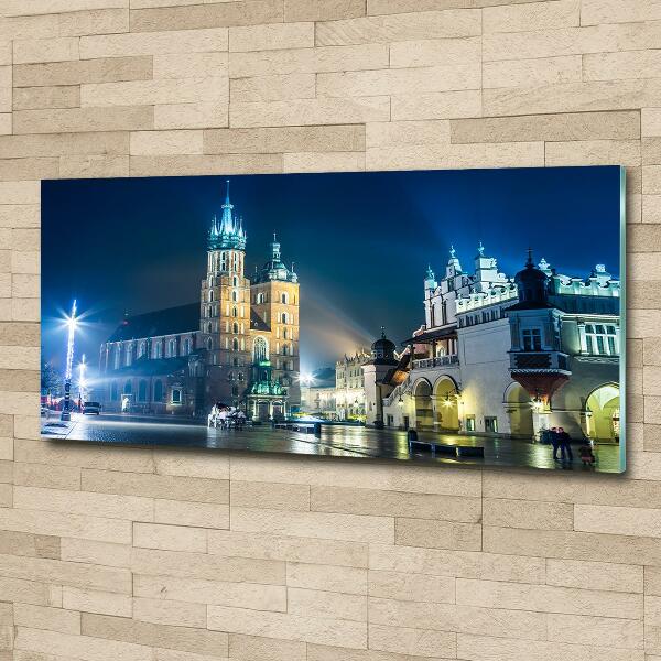 Photo printed on glass Krakow at night