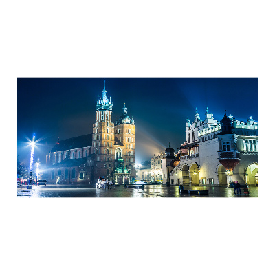 Photo printed on glass Krakow at night