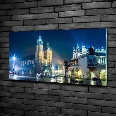 Photo printed on glass Krakow at night