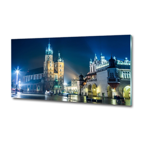 Photo printed on glass Krakow at night