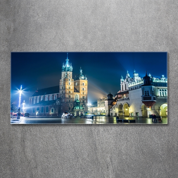 Photo printed on glass Krakow at night