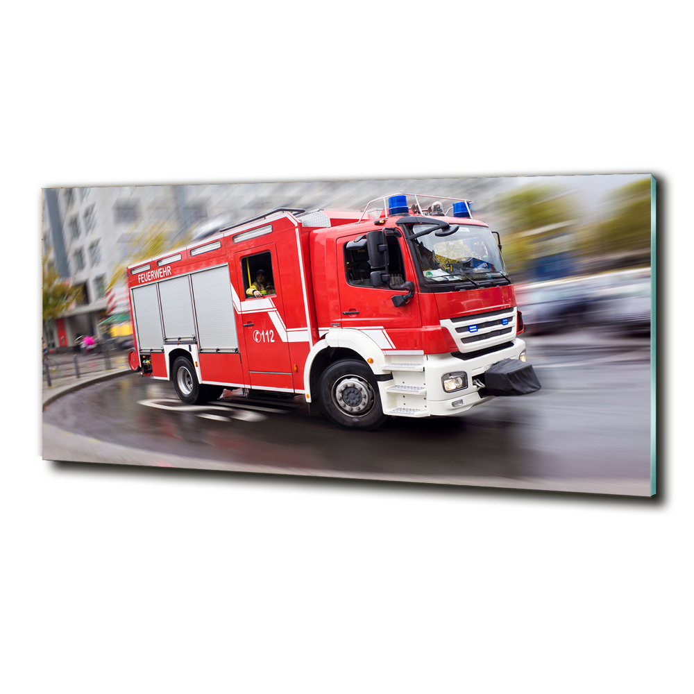 Glass picture print Fire truck