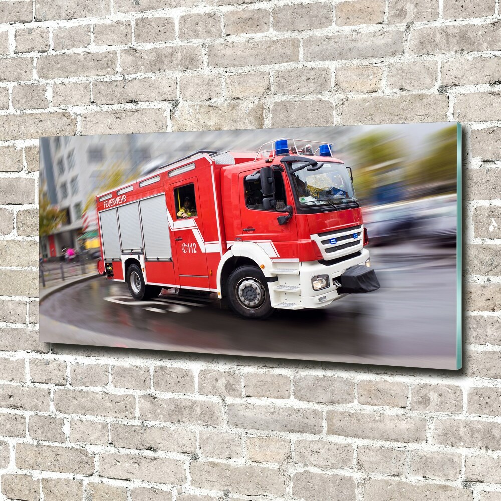 Glass picture print Fire truck