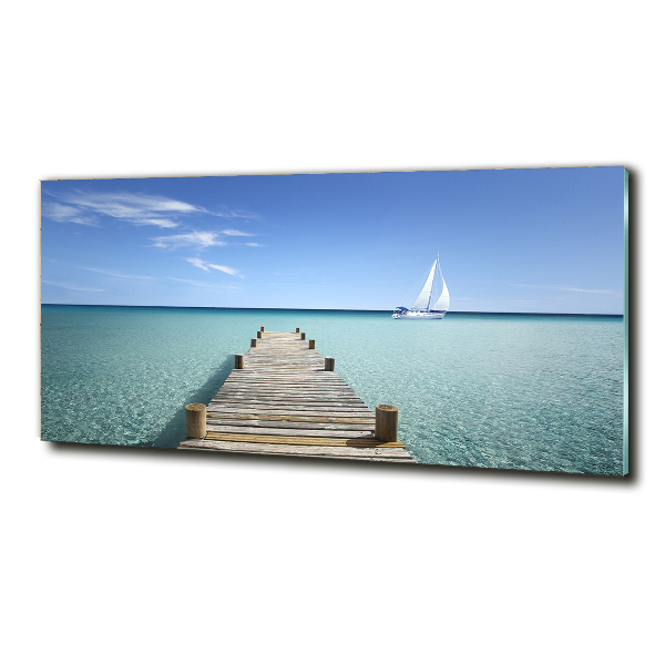 Glass wall art Wooden pier