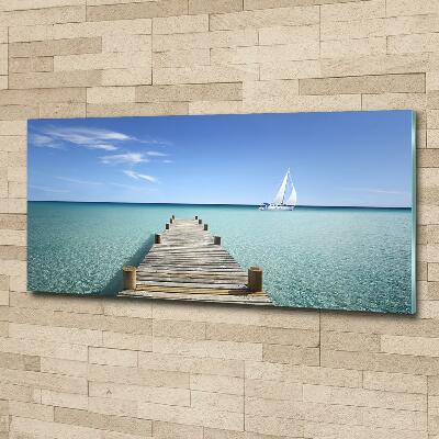 Glass wall art Wooden pier