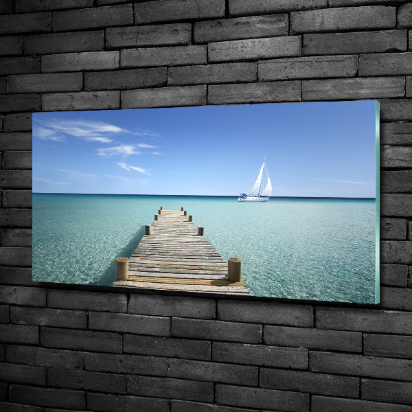 Glass wall art Wooden pier