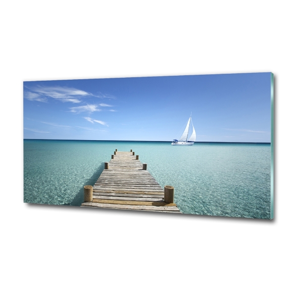 Glass wall art Wooden pier